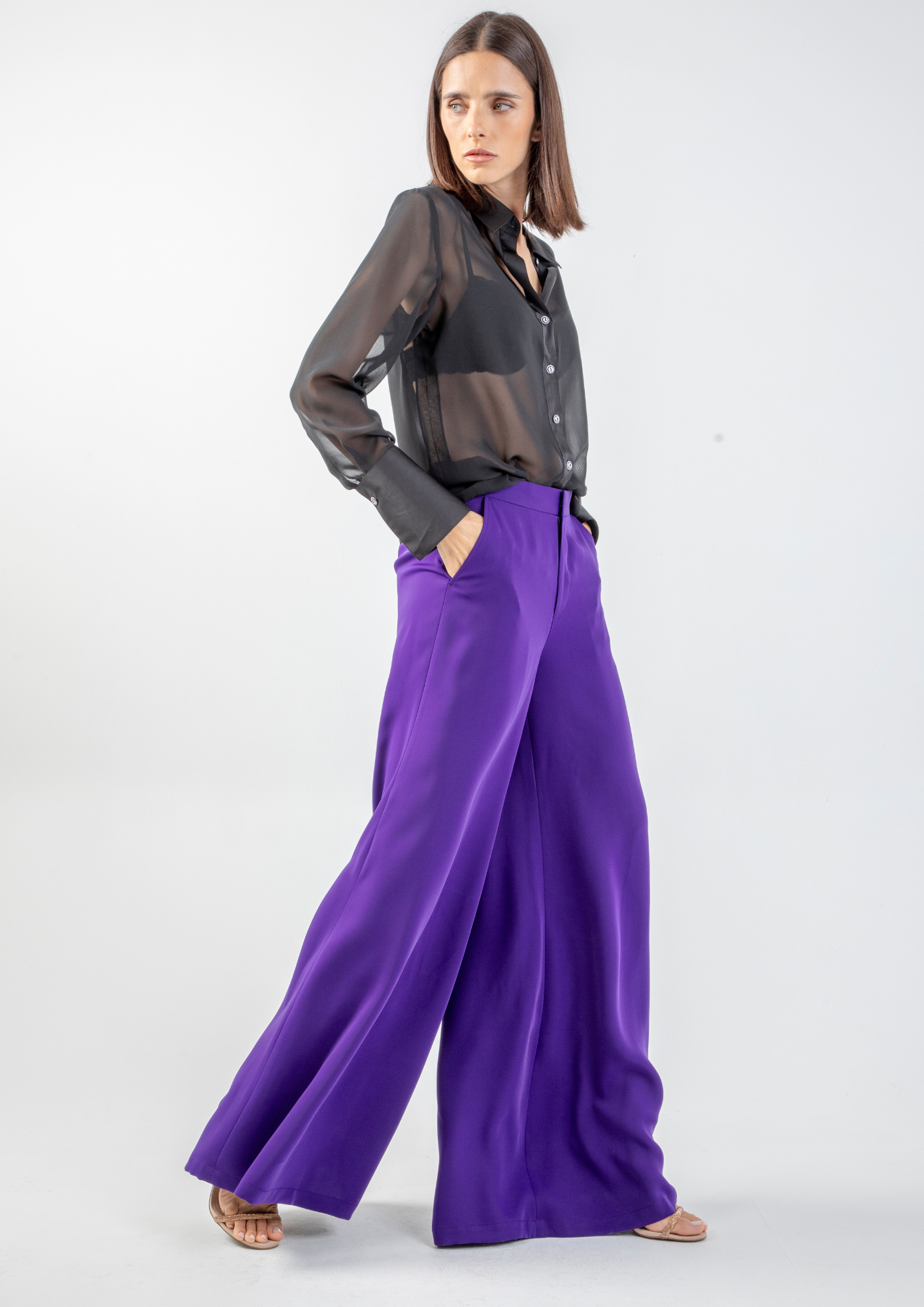 Buy American Eagle Women Purple Dreamy Drape Stretch Super High-Waisted  Baggy Wide-Leg Pant online